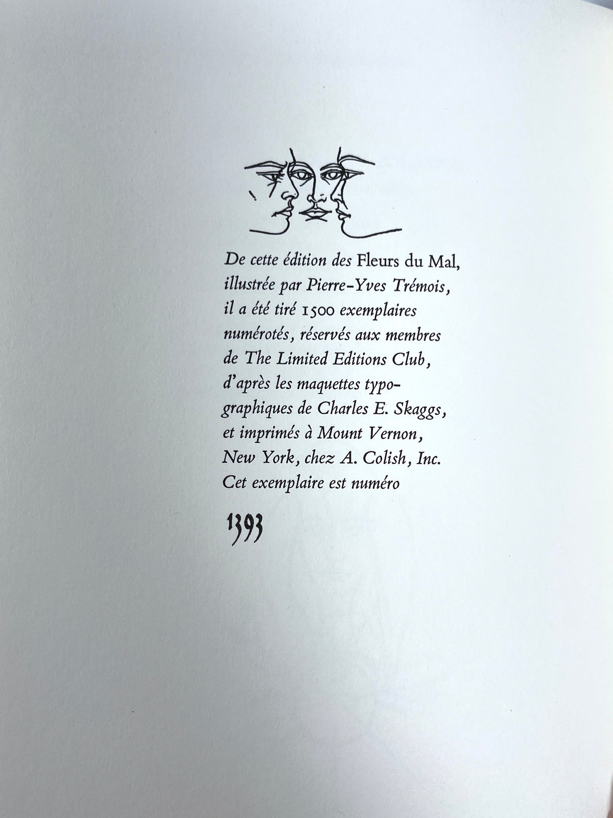 Baudelaire, Les Fleurs Du Mal, 2 Vol, Pierre-Yves Trémois, 1971, SIGNED VG+ HC w/slipcase.