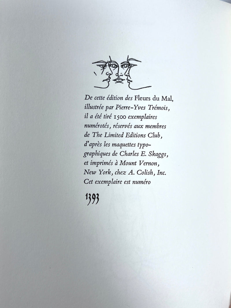Baudelaire, Les Fleurs Du Mal, 2 Vol, Pierre-Yves Trémois, 1971, SIGNED VG+ HC w/slipcase.