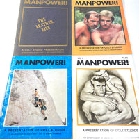 Colt Studios MANPOWER! Magazines, 1972-1975, Lot of 4, G-VG SCs, RARE Gay interest