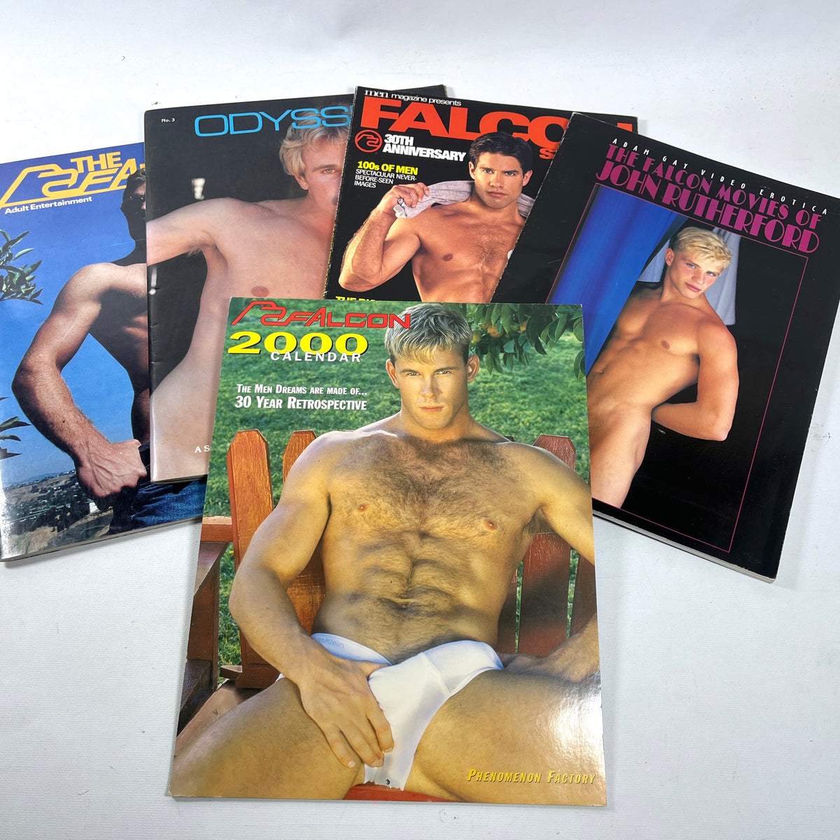Falcon Studios Magazines, 1978-2002, Lot of 5, Very Good SCs, Gay interest