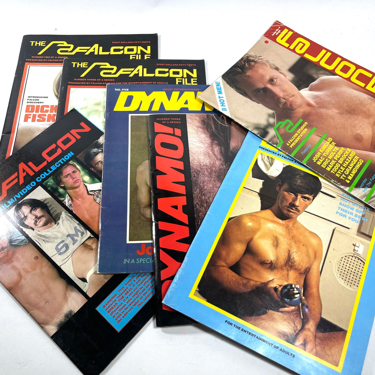 Falcon Studios Magazines, 1977-1982, Lot of 7, Very Good SCs, RARE Gay interest