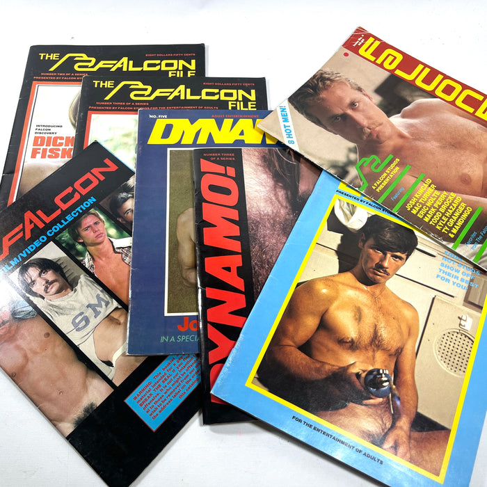 Falcon Studios Magazines, 1977-1982, Lot of 7, Very Good SCs, RARE Gay interest