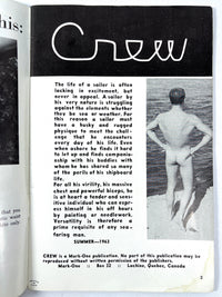 Crew, No. 1, 1963, Very Good staplebound, gay interest magazine