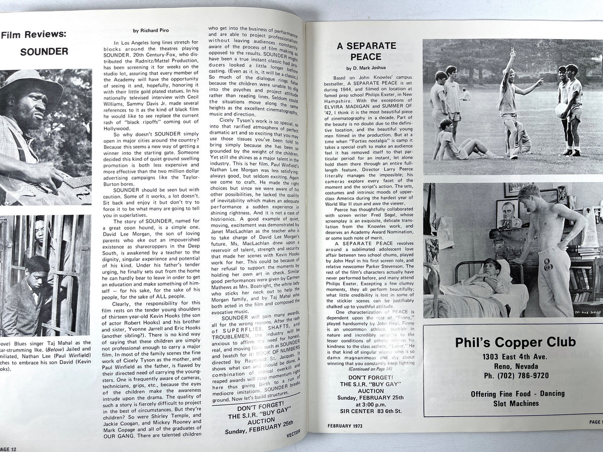 Vector: A Voice for the Homosexual Community, Vol 9, No 2, 1973, Very Good staplebound