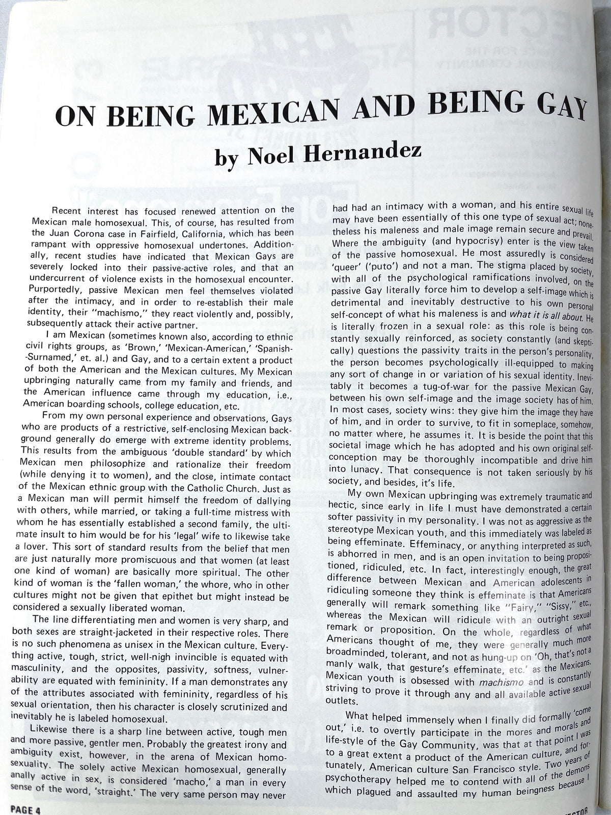 Vector: A Voice for the Homosexual Community, Vol 9, No 2, 1973, Very Good staplebound