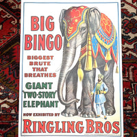 Vintage Circus Poster: Big Bingo the Two-Story Elephant, 1970s reprint, 1916, Ringling Bros.