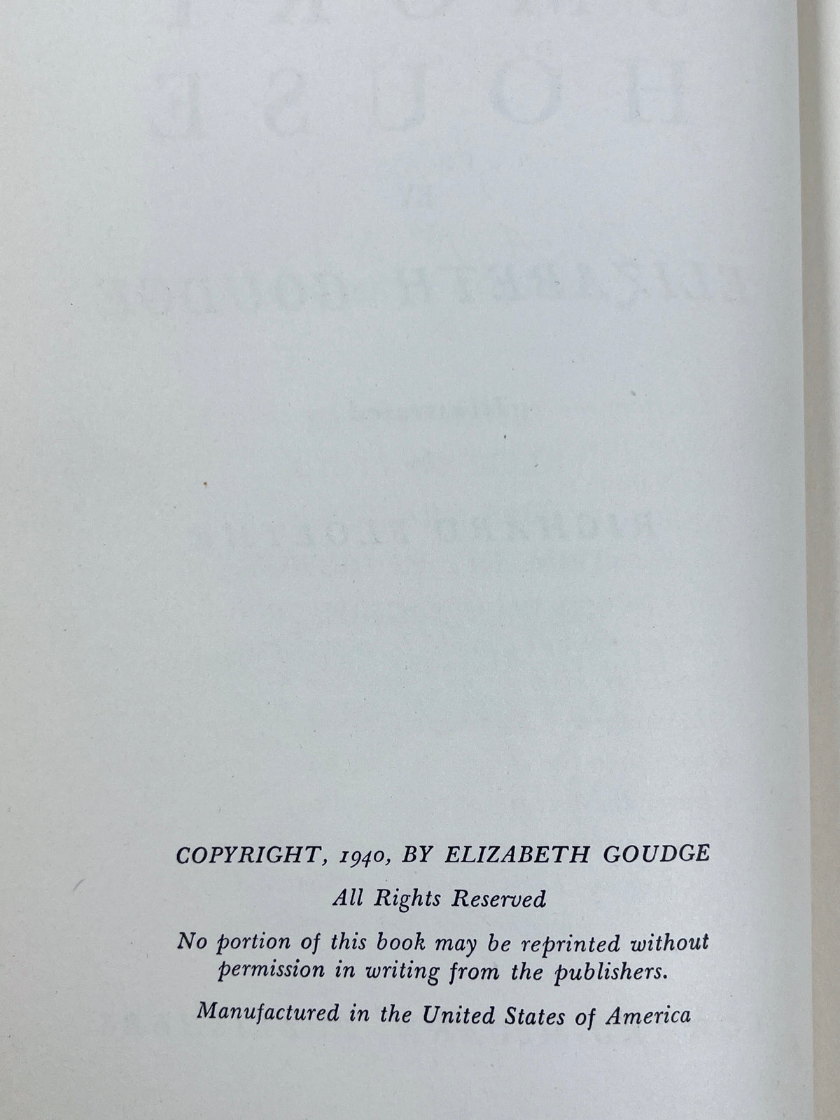 Elizabeth Goudge, Smoky House, illus Richard Floethe, 1940, Very Good hardcover w/DJ