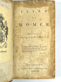 Alexander Pope (trans.), The Iliad of Homer, Hamilton, Balfour & Neill 1761, Good+ HC