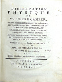Pierre (Petrus) Camper, Dissertation Physique Discours Prononces, 1792, Good + leatherbound