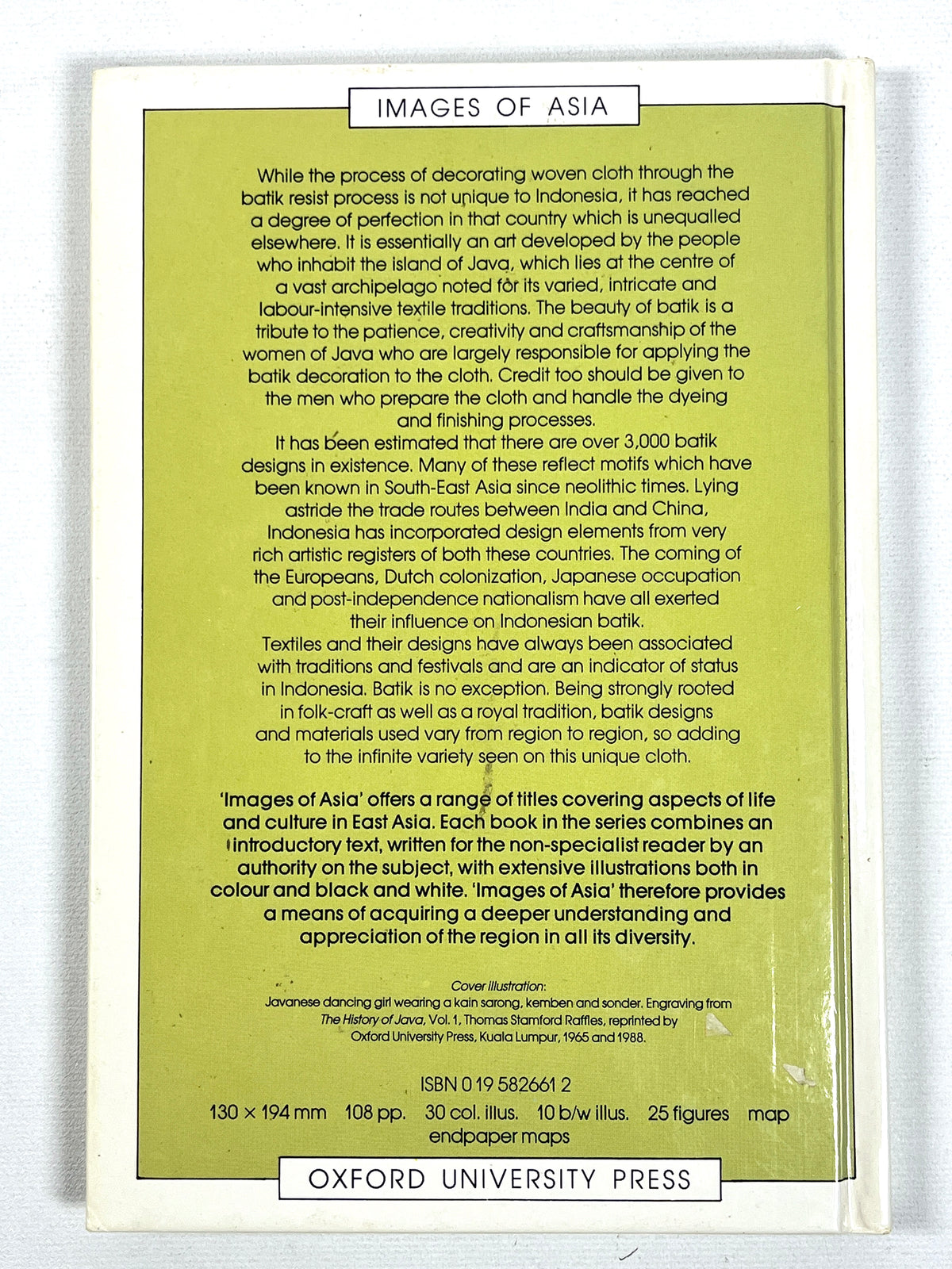 Indonesian Batik: Processes, Patterns and Plates, Images of Asia, 1989, Very Good HC