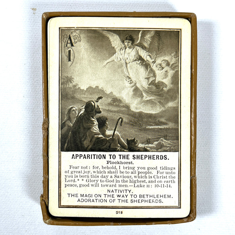 New Testament Game, Illustrated, The Fireside Game Co., 1899, Good hardcover cased deck of cards.