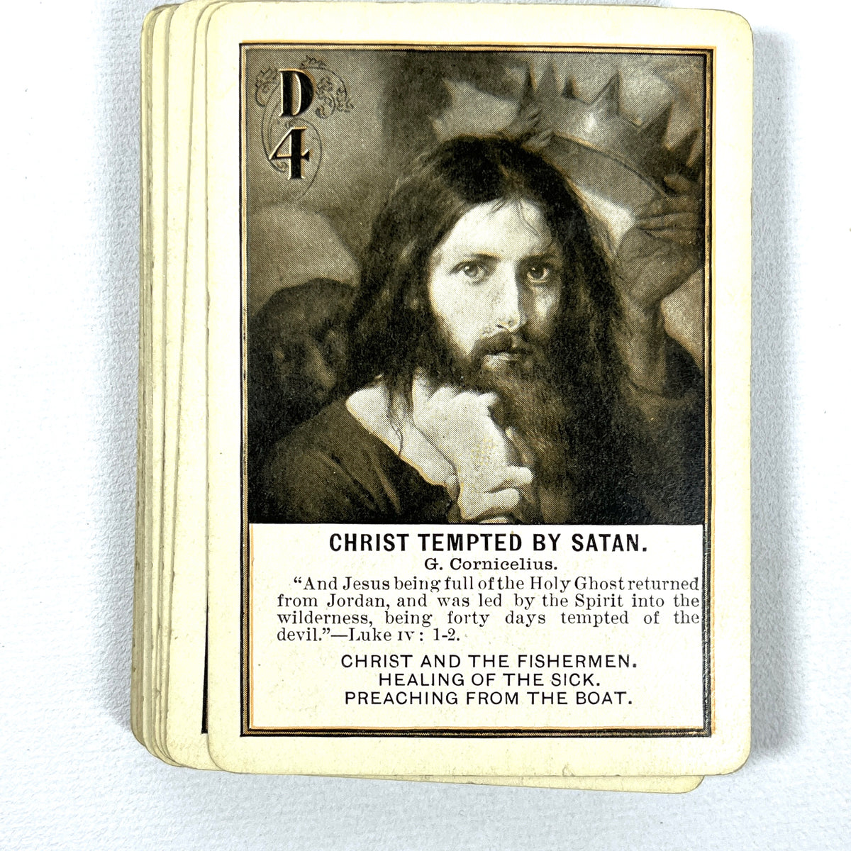 New Testament Game, Illustrated, The Fireside Game Co., 1899, Good hardcover cased deck of cards.