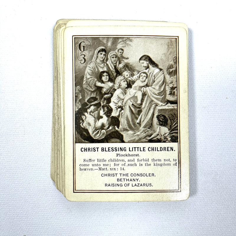 New Testament Game, Illustrated, The Fireside Game Co., 1899, Good hardcover cased deck of cards.