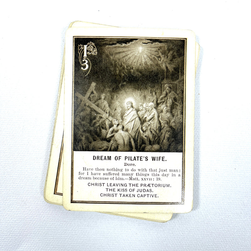 New Testament Game, Illustrated, The Fireside Game Co., 1899, Good hardcover cased deck of cards.