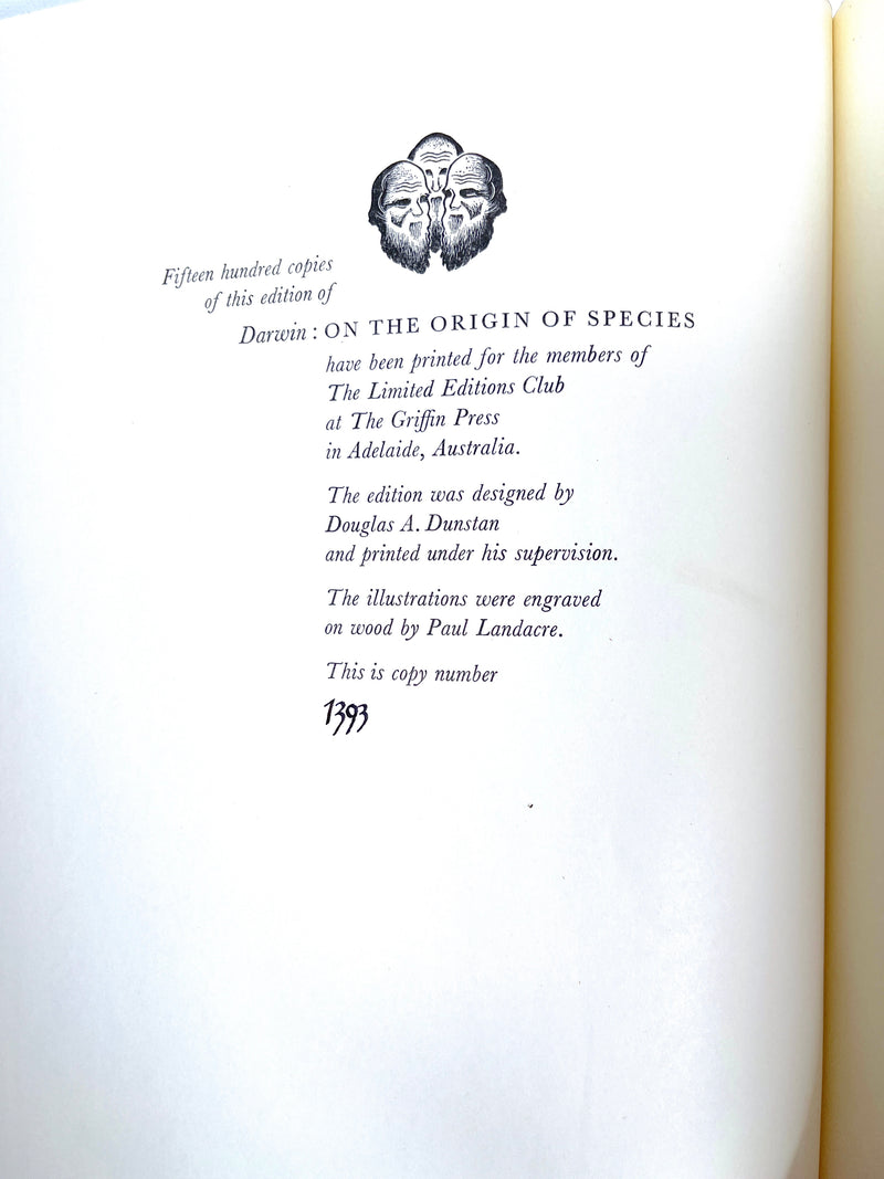 On the Origin of Species, Charles Darwin, Limited Editions Club, 1963, NF HC