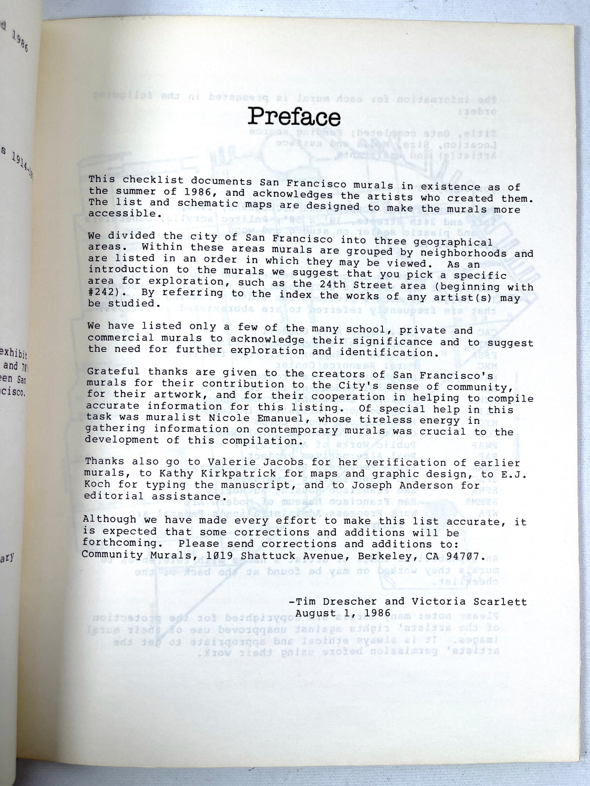 A Checklist of San Francisco Murals 1914-1986, San Francisco State University, 1986, Very Good.