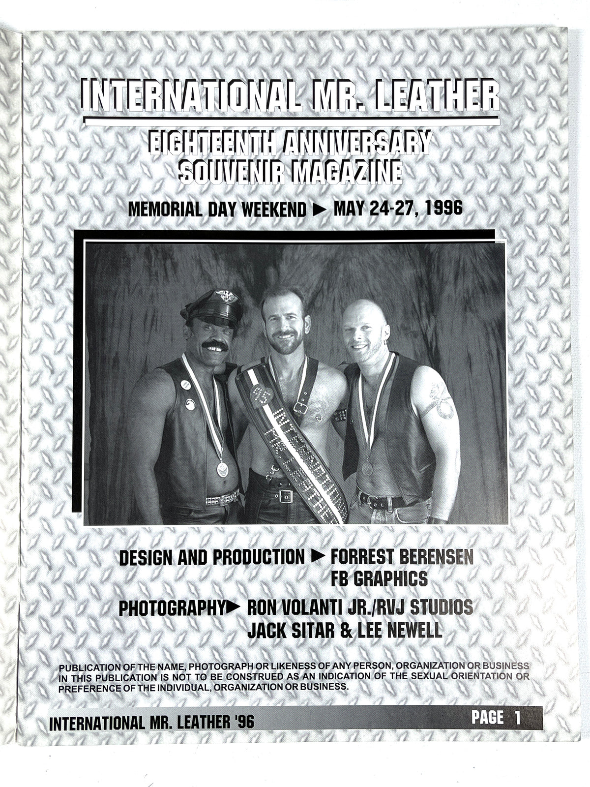 International Mr. Leather Souvenir Magazine, 1996, VG SC, gay interest