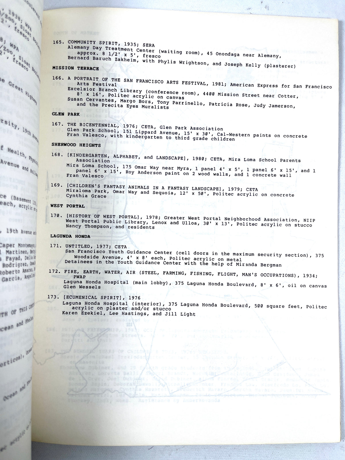 A Checklist of San Francisco Murals 1914-1986, San Francisco State University, 1986, Very Good.