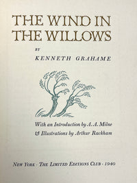 Kenneth Grahame, Wind in the Willows, Limited Ed. Club, 1940, SIGNED, Near Fine