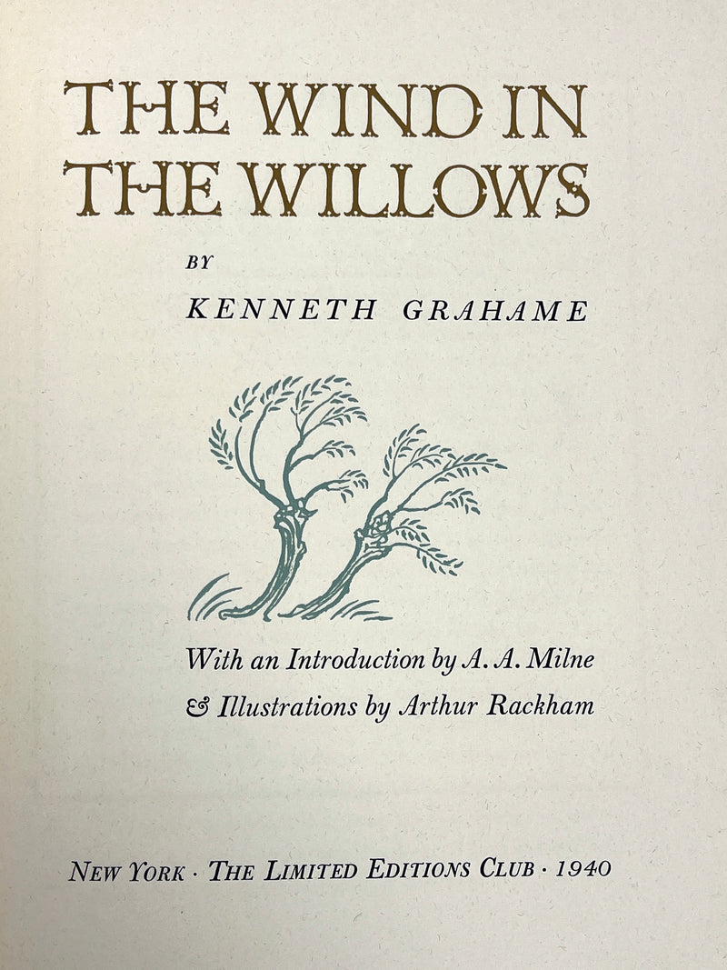 Kenneth Grahame, Wind in the Willows, Limited Ed. Club, 1940, SIGNED, Near Fine
