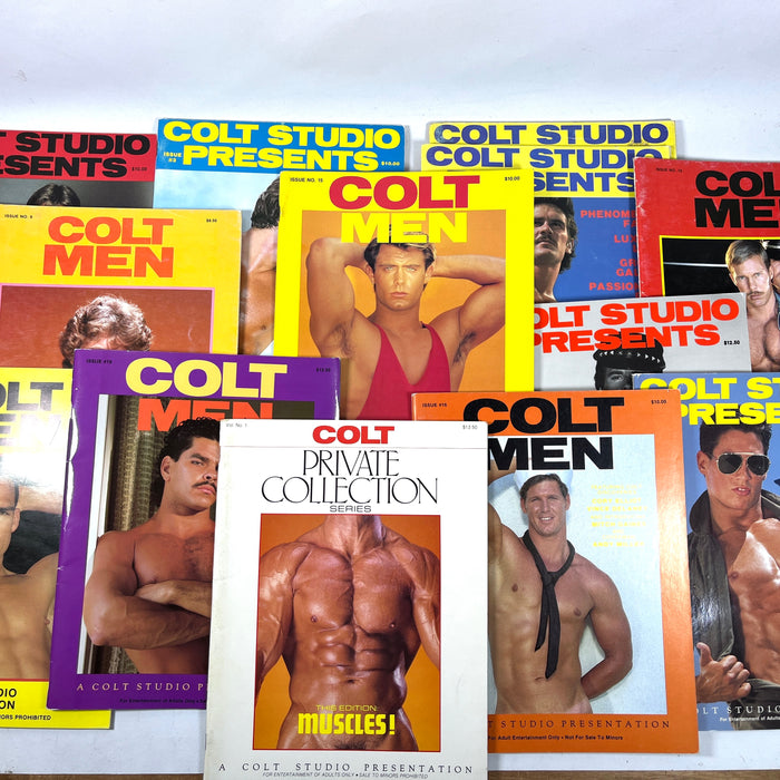 Colt Studio Magazines, 1981-1990, Lot of 13, VG, RARE gay interest