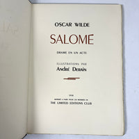 Oscar Wilde, Salome, Limited Ed. Beardsley & Derain, 2 Vol, 1938, SIGNED