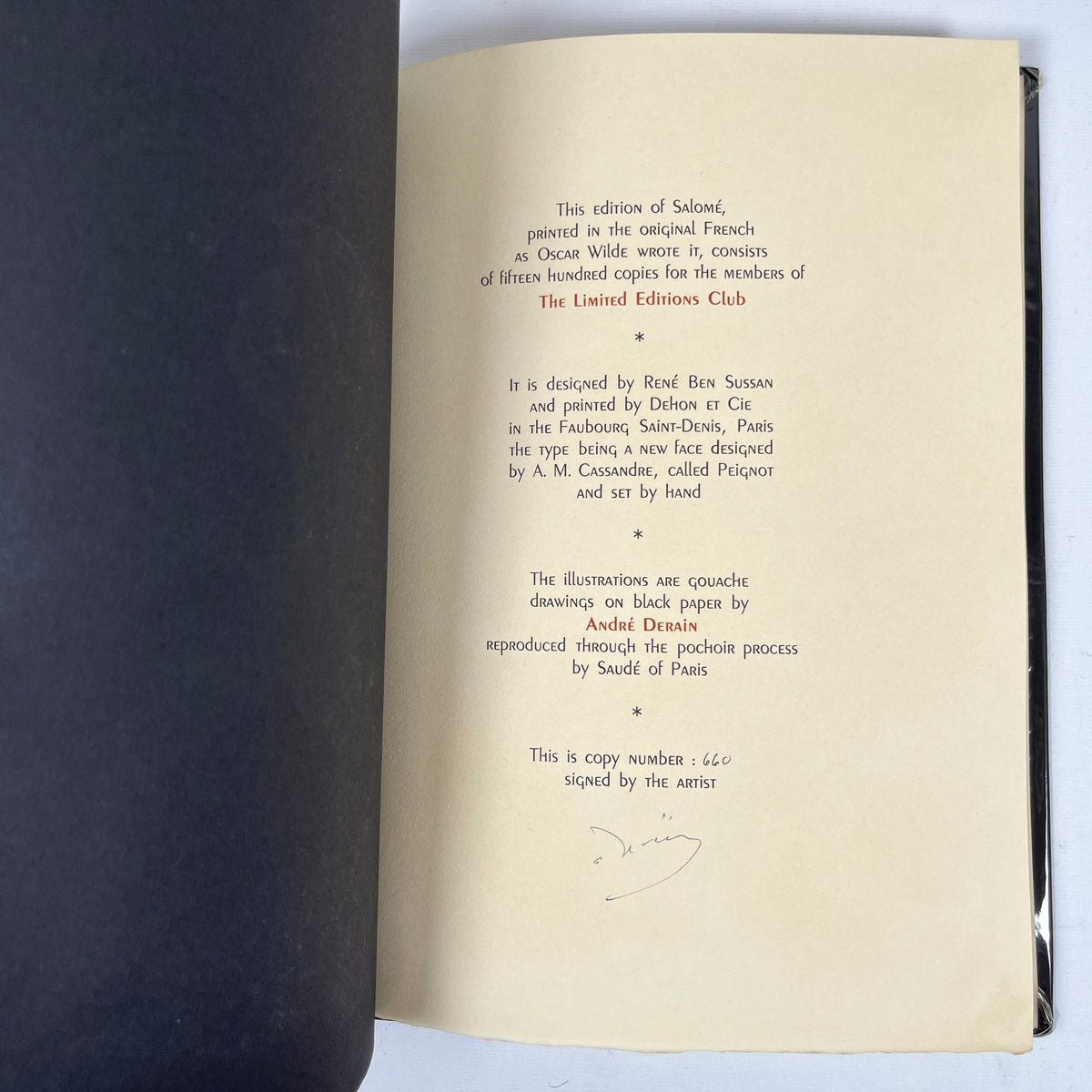 Oscar Wilde, Salome, Limited Ed. Beardsley & Derain, 2 Vol, 1938, SIGNED