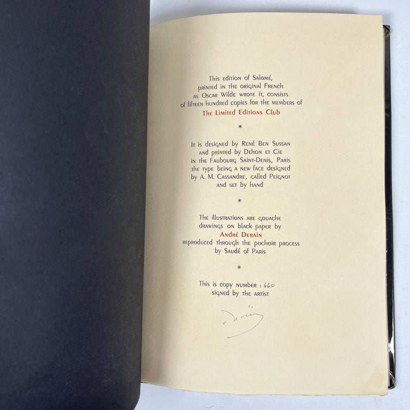 Oscar Wilde, Salome, Limited Ed. Beardsley & Derain, 2 Vol, 1938, SIGNED