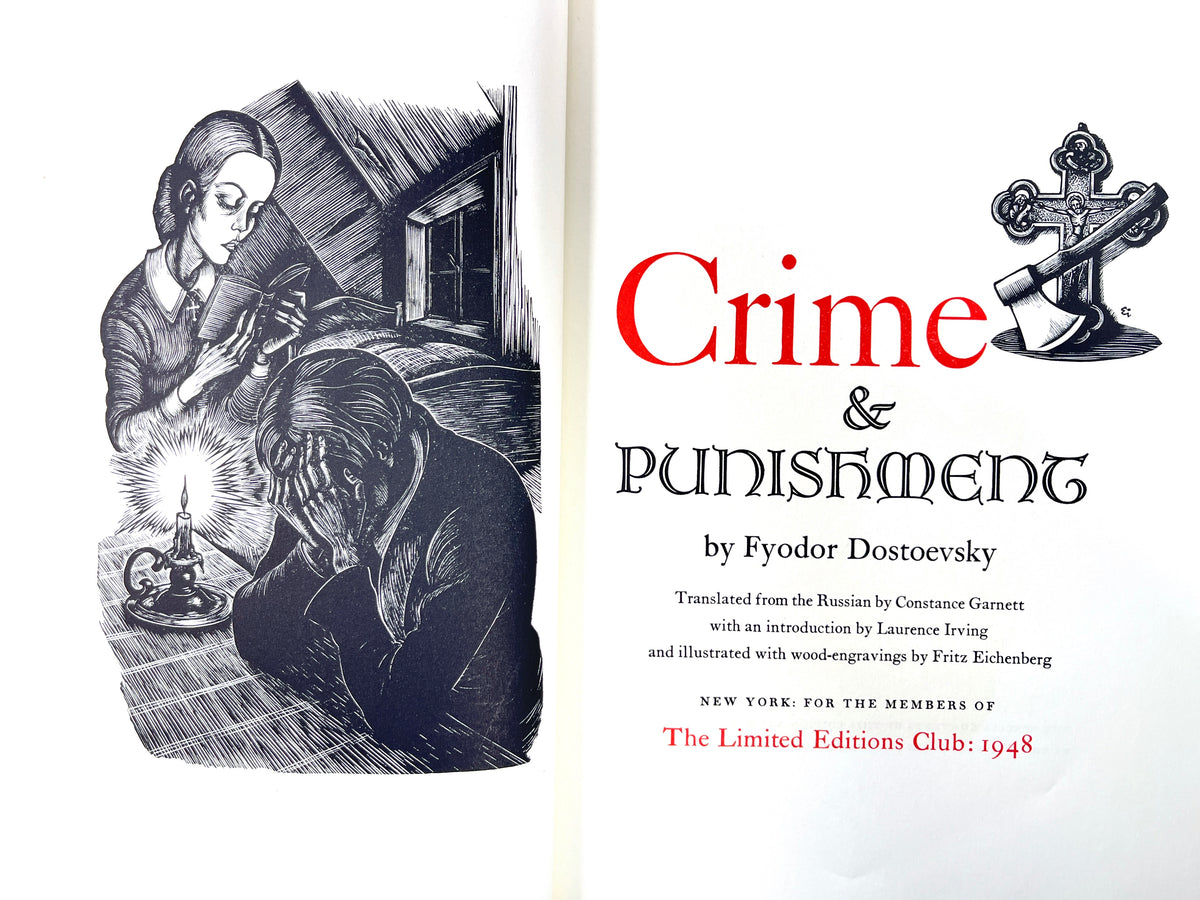 Dostoevsky, Crime and Punishment, 2 Vols, Fritz Eichenberg, 1948, SIGNED, NF HC w/slipcase