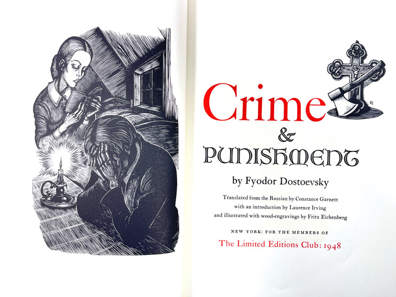 Dostoevsky, Crime and Punishment, 2 Vols, Fritz Eichenberg, 1948, SIGNED, NF HC w/slipcase