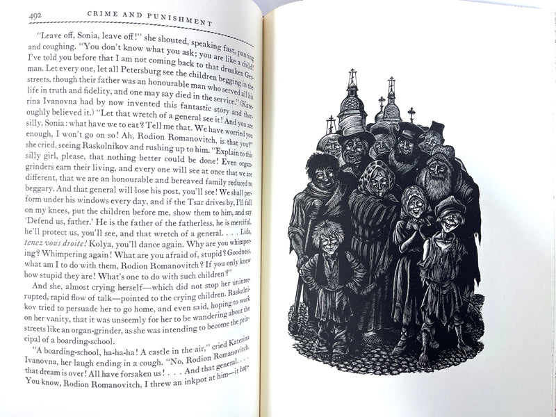 Dostoevsky, Crime and Punishment, 2 Vols, Fritz Eichenberg, 1948, SIGNED, NF HC w/slipcase