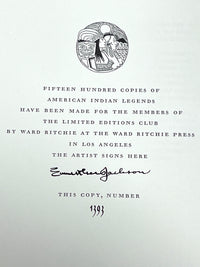 American Indian Legends, Illus by Everett Lee Jackson, 1968, SIGNED, NF HC w/slipcase