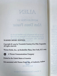 Alan Dean Foster, Alien, Warner Books Edition, 1979, Near Fine hardcover w/dust jacket