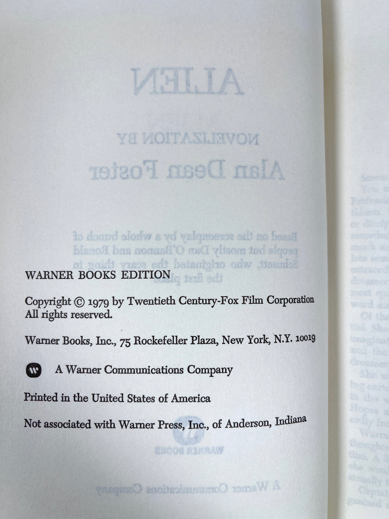 Alan Dean Foster, Alien, Warner Books Edition, 1979, Near Fine hardcover w/dust jacket