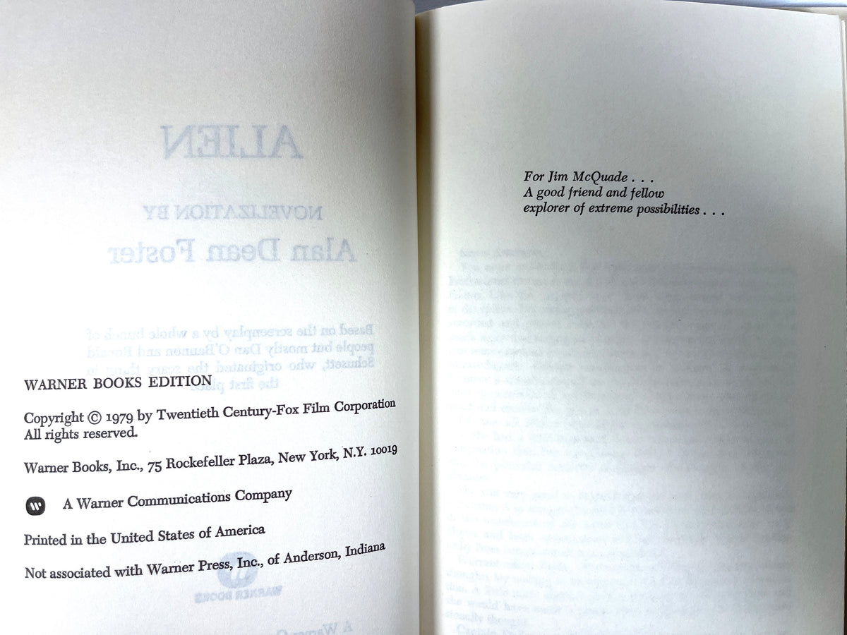 Alan Dean Foster, Alien, Warner Books Edition, 1979, Near Fine hardcover w/dust jacket