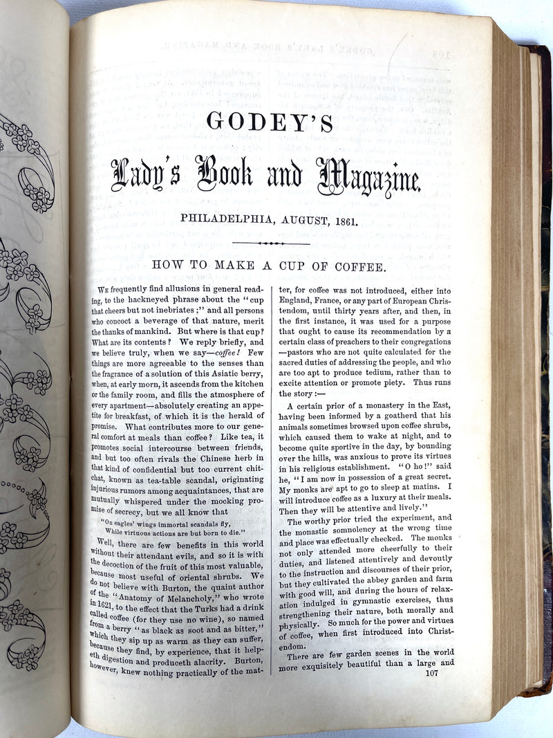 Godey's Lady's Book, Vol LXII, 1861, Good+ hardcover antiquarian magazine