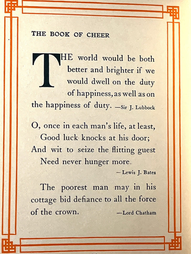 The Book of Cheer: A Little Manual of Happy Thoughts, Kauffman, 1909, Very Good