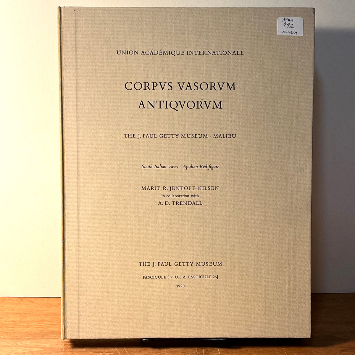 Corpus Vasorum Antiquorum: Fascicule 3 [U.S.A. Fasc. 26], 1990, HC, NF.