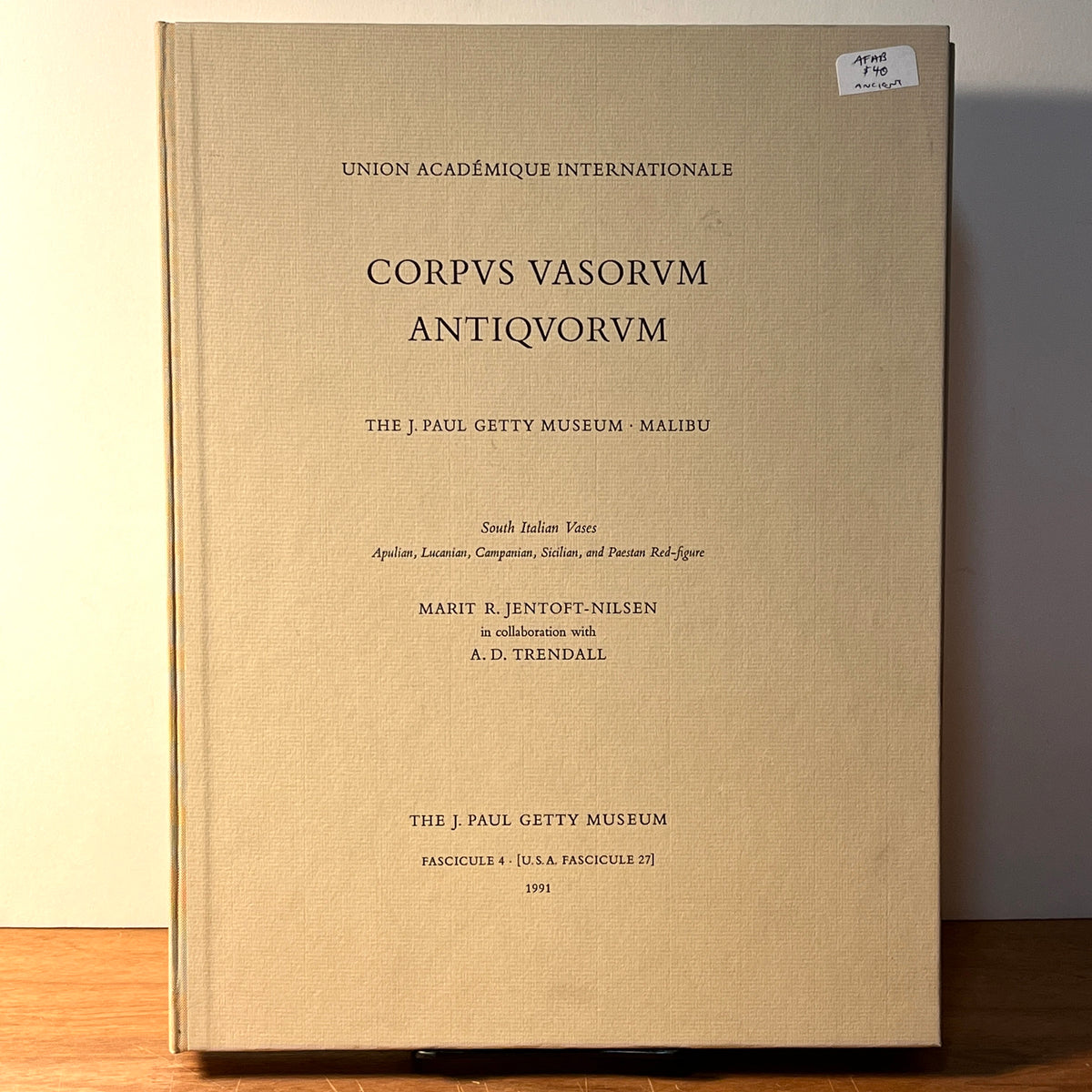 Corpus Vasorum Antiquorum: Fascicule 4 [U.S.A. Fasc. 27], 1991, HC, NF.