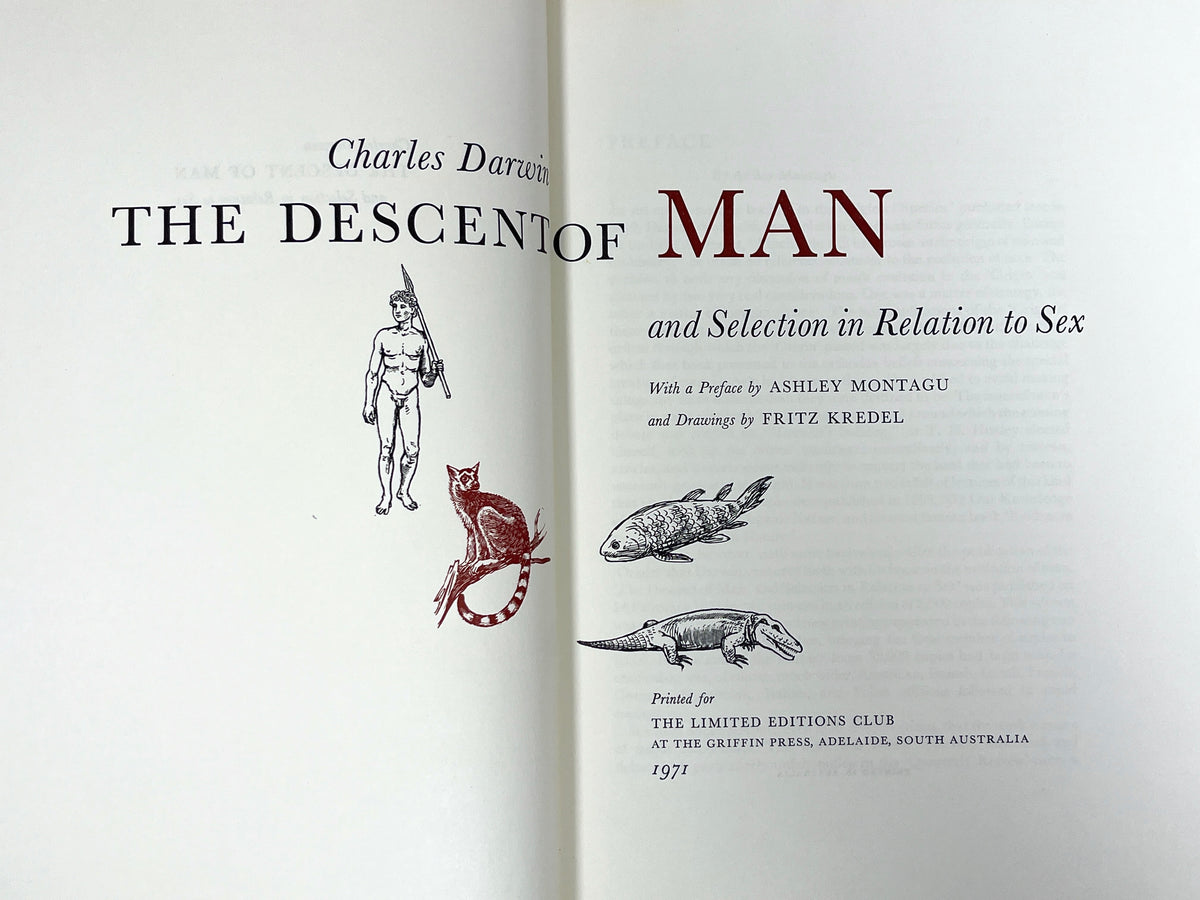 The Descent of Man, Charles Darwin, Fritz Kredel, 1971 Limited Editions Club, NF HC