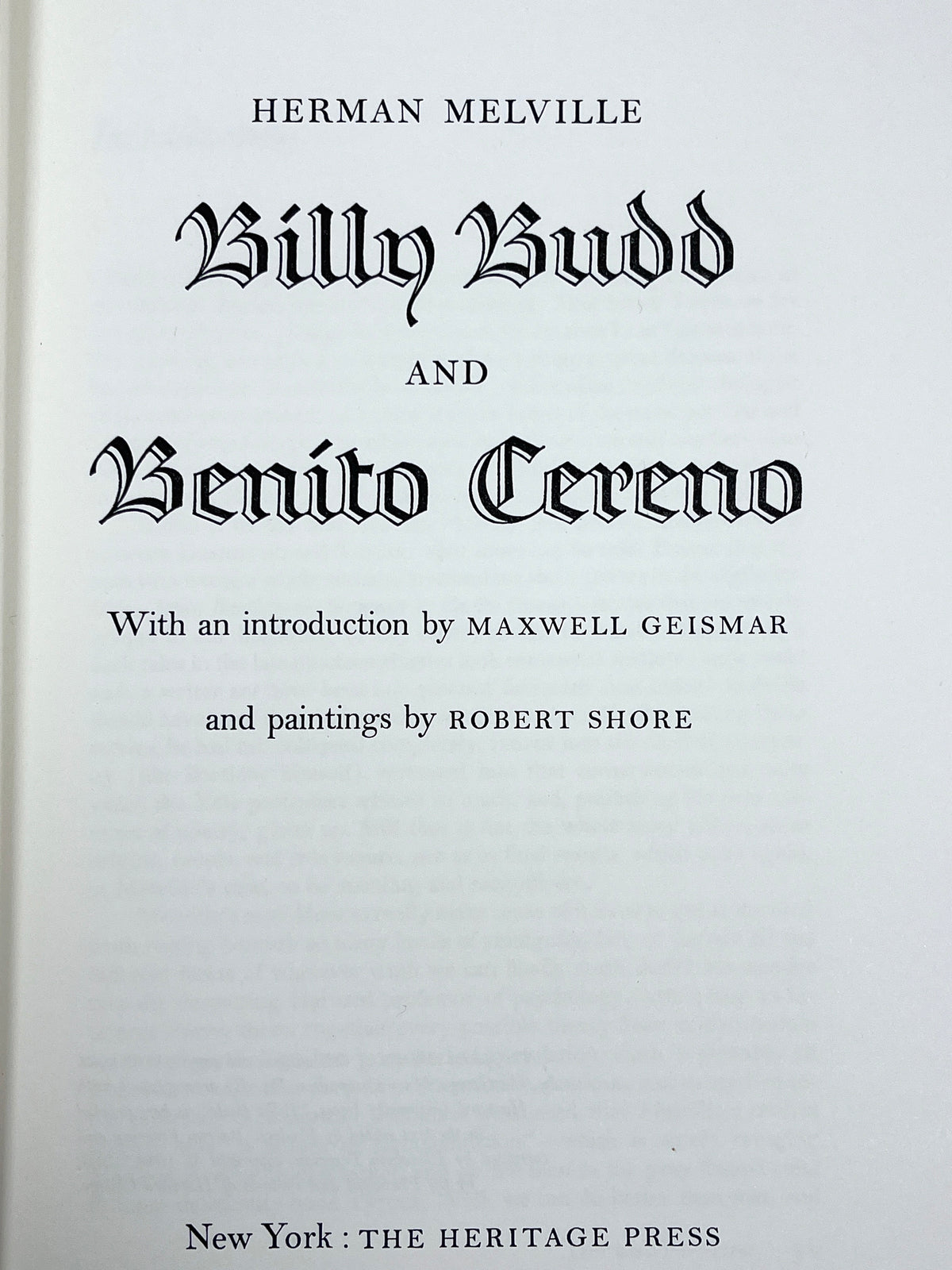 Two Tales: Billy Budd, Benito Cereno, Herman Melville, 1965, Heritage Press, Near Fine HC, Very Good + slipcase