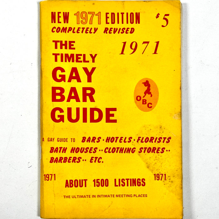 The Timely Gay Bar Guide, Timely Books 1971, Very Good - softcover, RARE