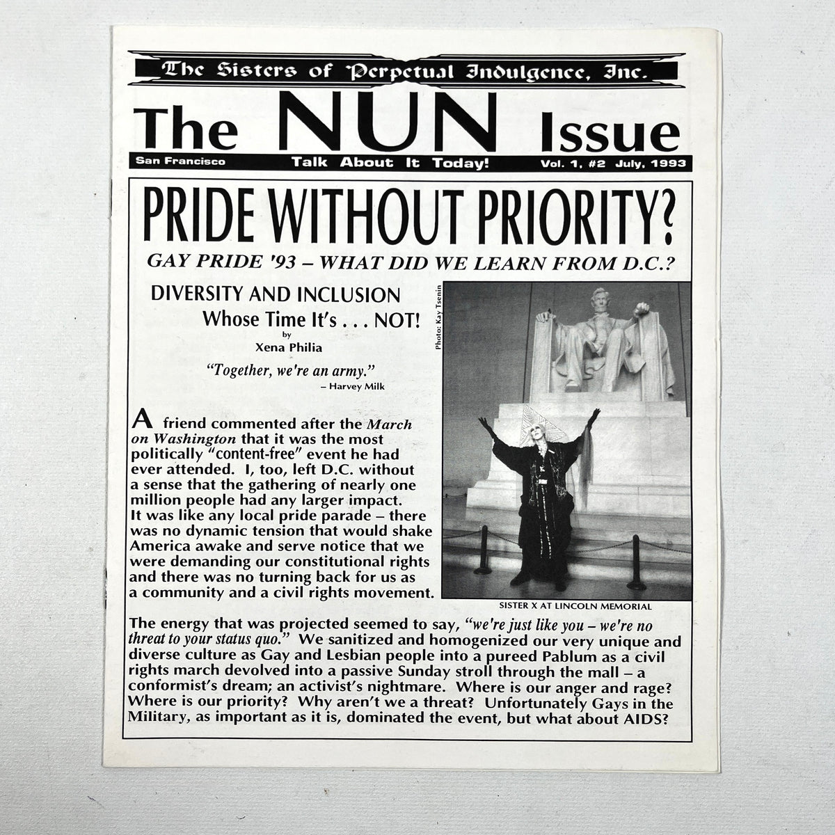 The NUN Issue, Sisters of Perpetual Indulgence, Vol 1, #2 July 1993, RARE