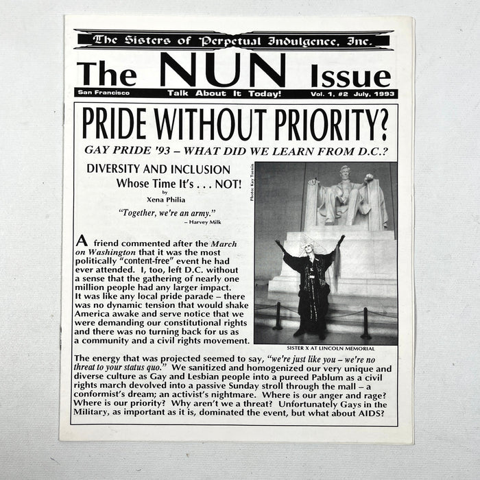 The NUN Issue, Sisters of Perpetual Indulgence, Vol 1, #2 July 1993, RARE