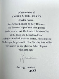 Selected Poems of Rainer Maria Rilke, Illus. Robert Kipniss, 1981, SIGNED, NF HC w/slipcase.