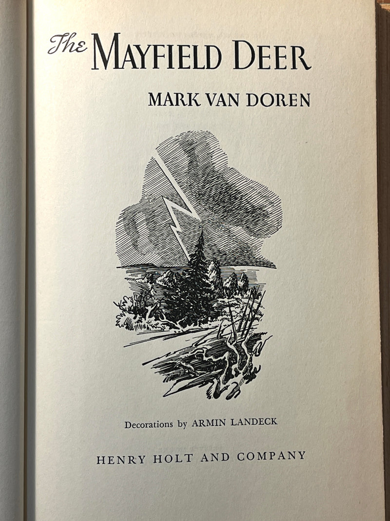 The Mayfield Deer, Mark Van Doren, 1941, Henry Holt and Company, VG w/DJ