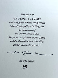 Booker T. Washington, Up From Slavery, Illus. Denver Gillen, 1970, SIGNED, NF HC w/slipcase.