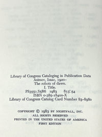 Isaac Asimov, The Robots of Dawn, Doubleday & Company, 1st Ed, 1983, Very Good HC w/DJ