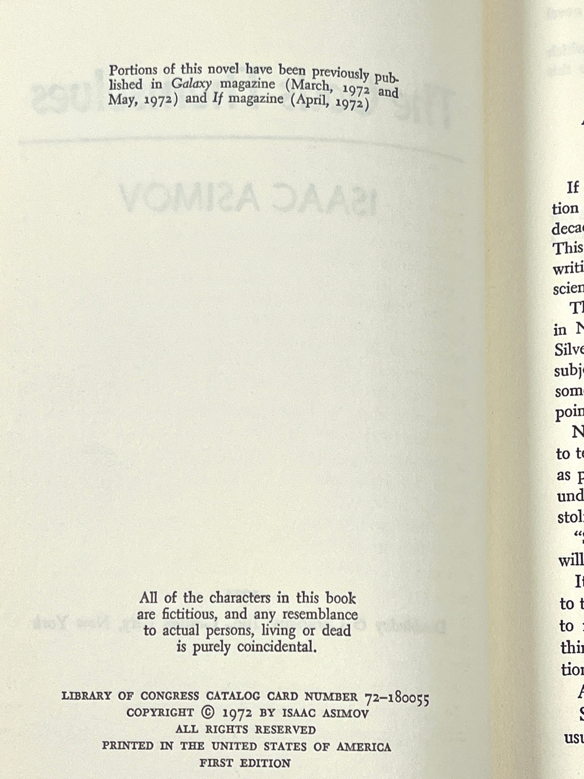 Isaac Asimov, The Gods Themselves, Doubleday & Company, 1st Ed, 1972, VG+ HC w/DJ