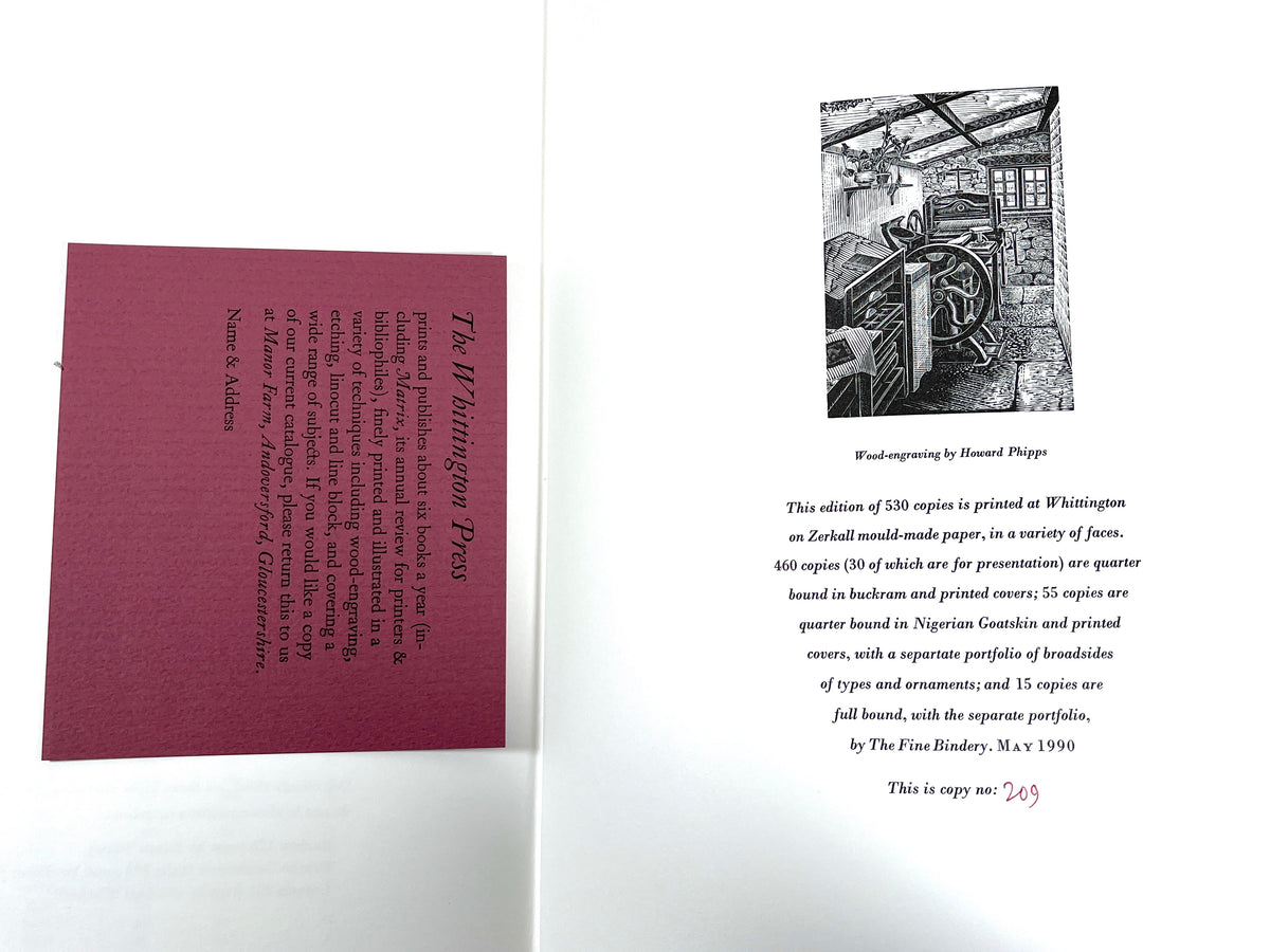 A Miscellany of Type, The Whittington Press, 1990, Near Fine hardcover w/slipcase